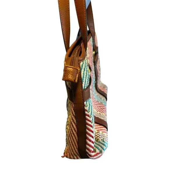 Caribbean Joe Purse Shoulder Bag Zip Closure Woven Purse - Picture 9 of 9